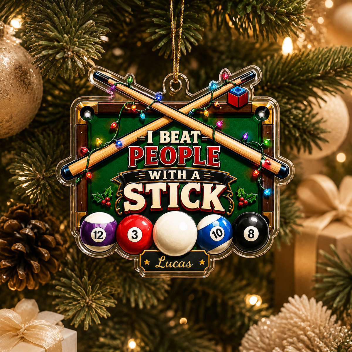 Custom Name Billiards Christmas Lights Acrylic