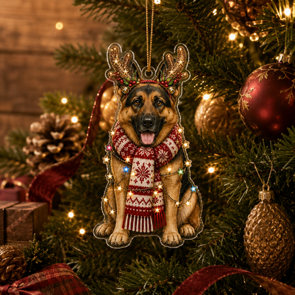 Dog Decor with Antlers & Scarf German Shepherd
