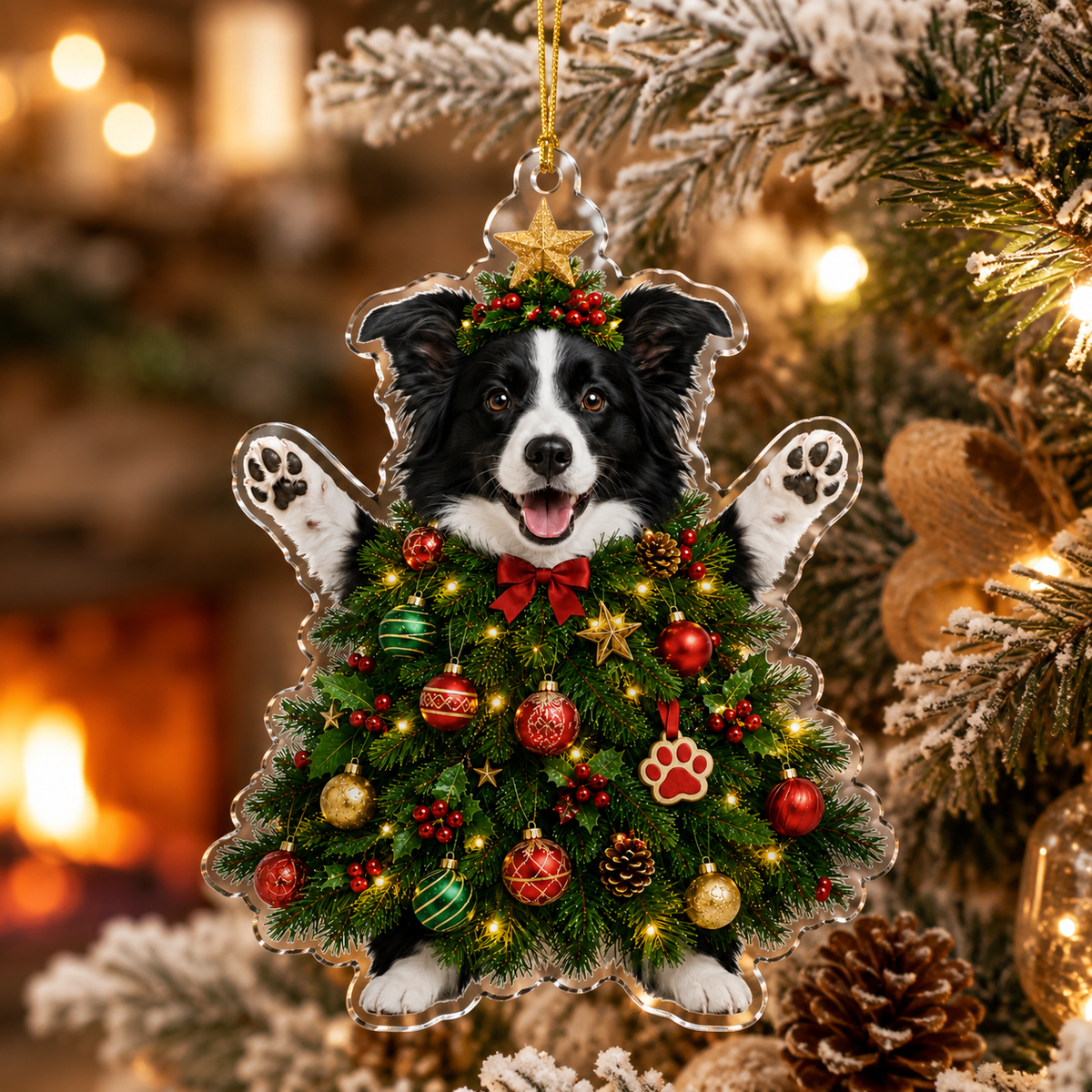 Dog Santa Tree Border Collie