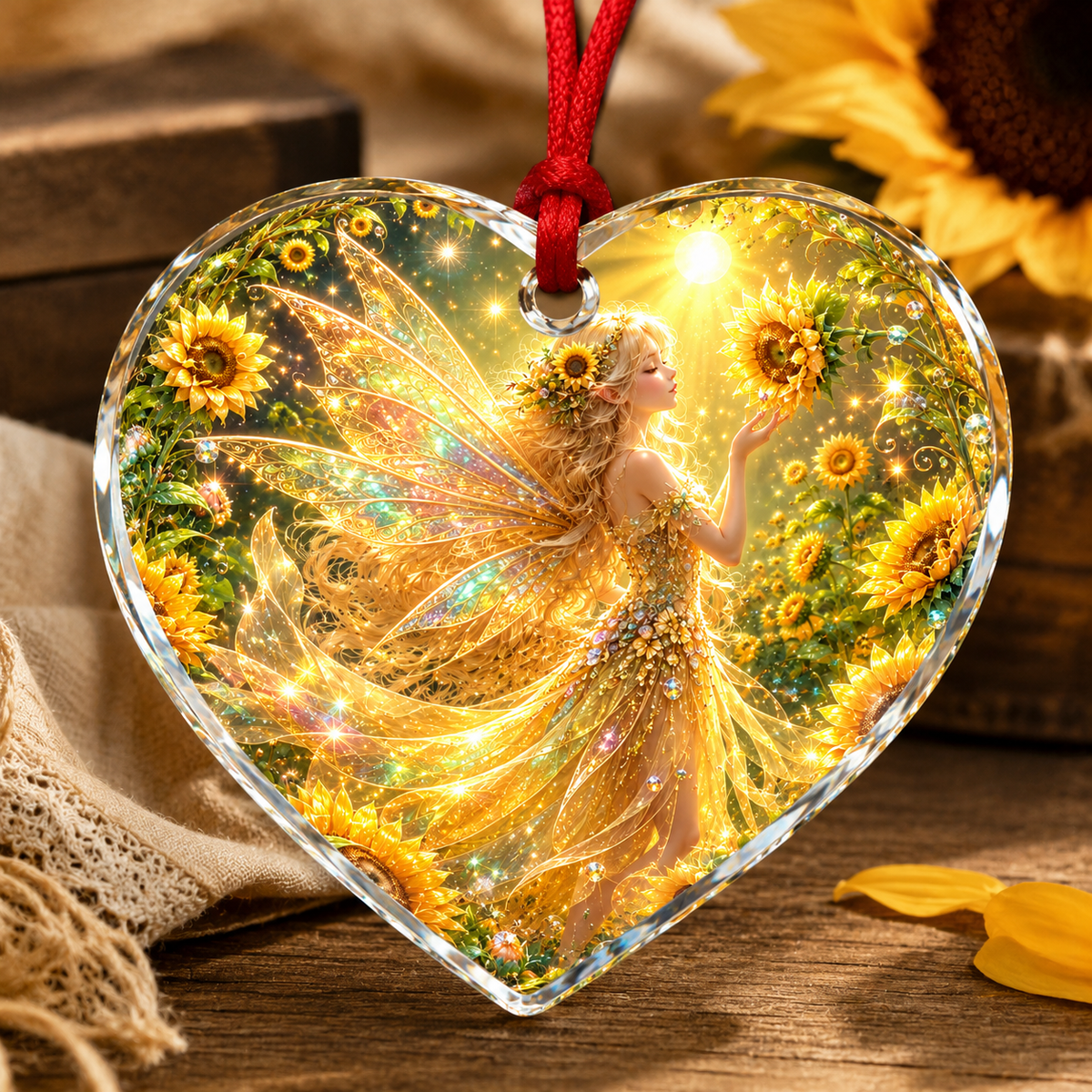 Fairy Glass Ornament Sunflower Fairy