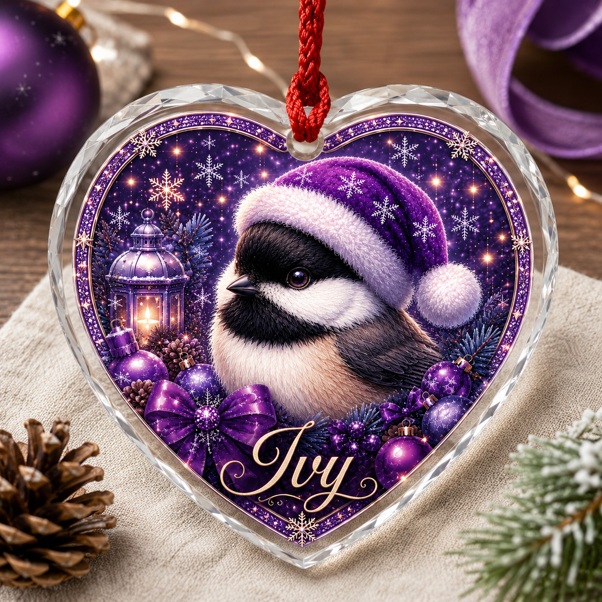 Purple Bird At Christmas Chickadee