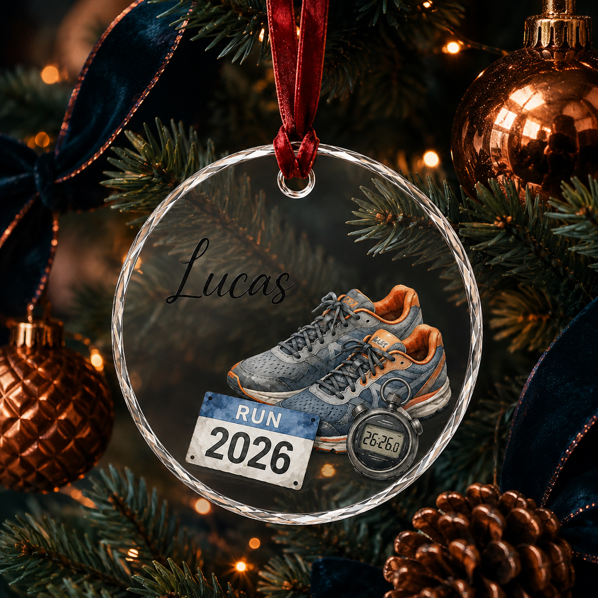 Sport Glass Ornament Running Gear