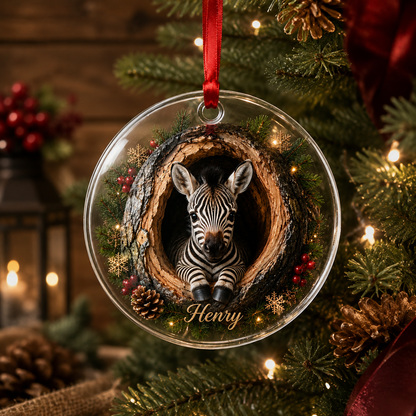 Animal Glass Ornament Tree Hollow Zebra