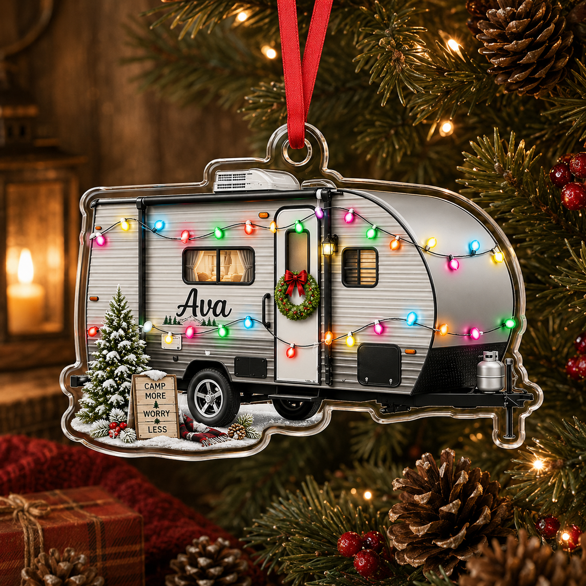 Camping Personalize Acrylic Grey Mobile Home