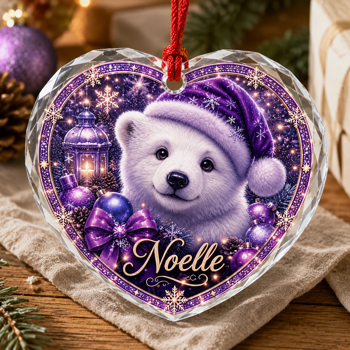 Purple Animal At Christmas Polar Bear
