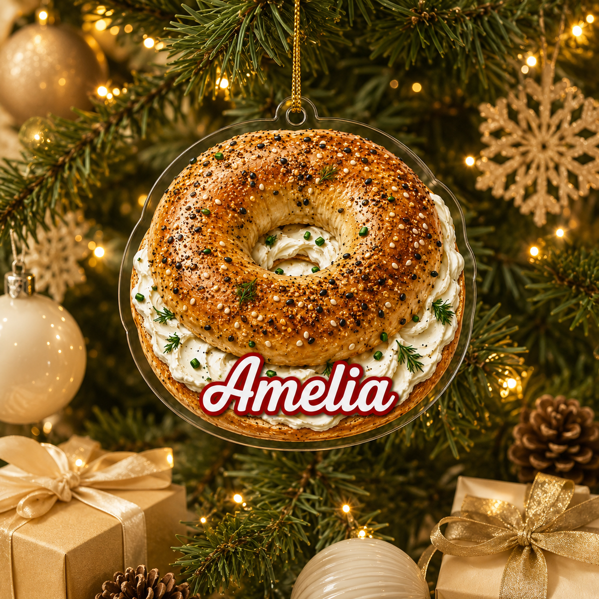 Breakfast Custom Name Bagel with Cream Cheese Acrylic