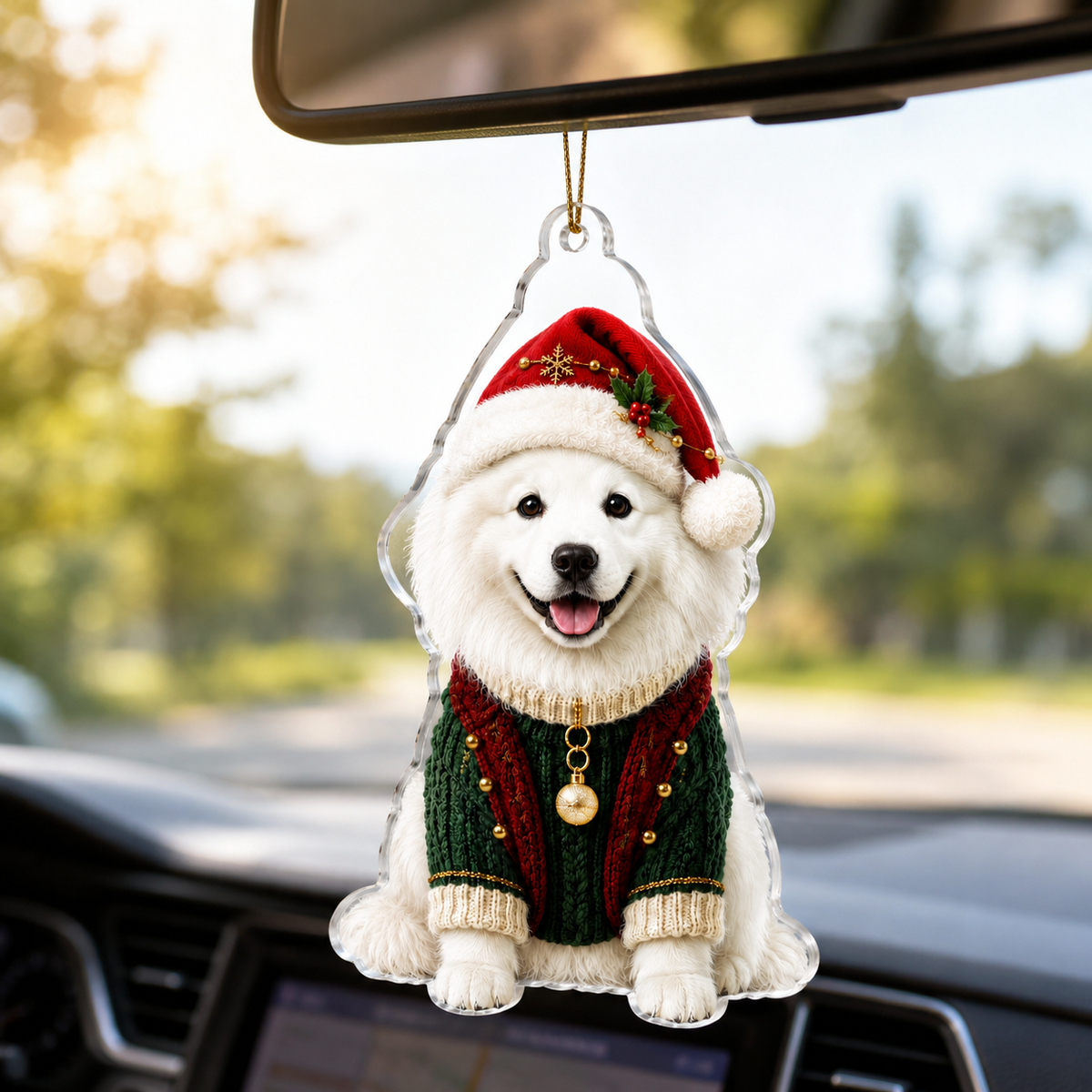 Dog Chrismast With Noel Sweater Samoyed