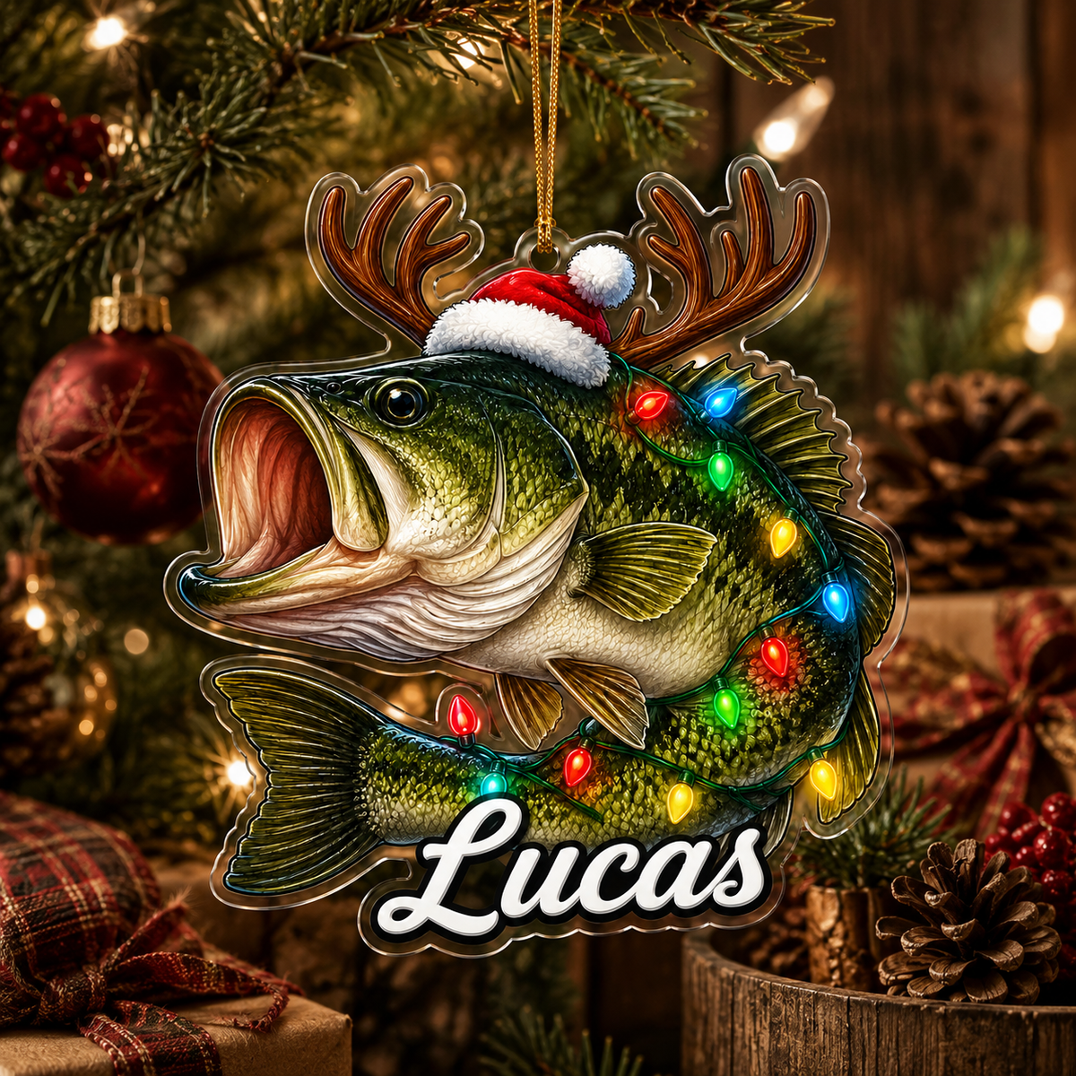 Fishing Christmas Lights Largemouth Bass Acrylic