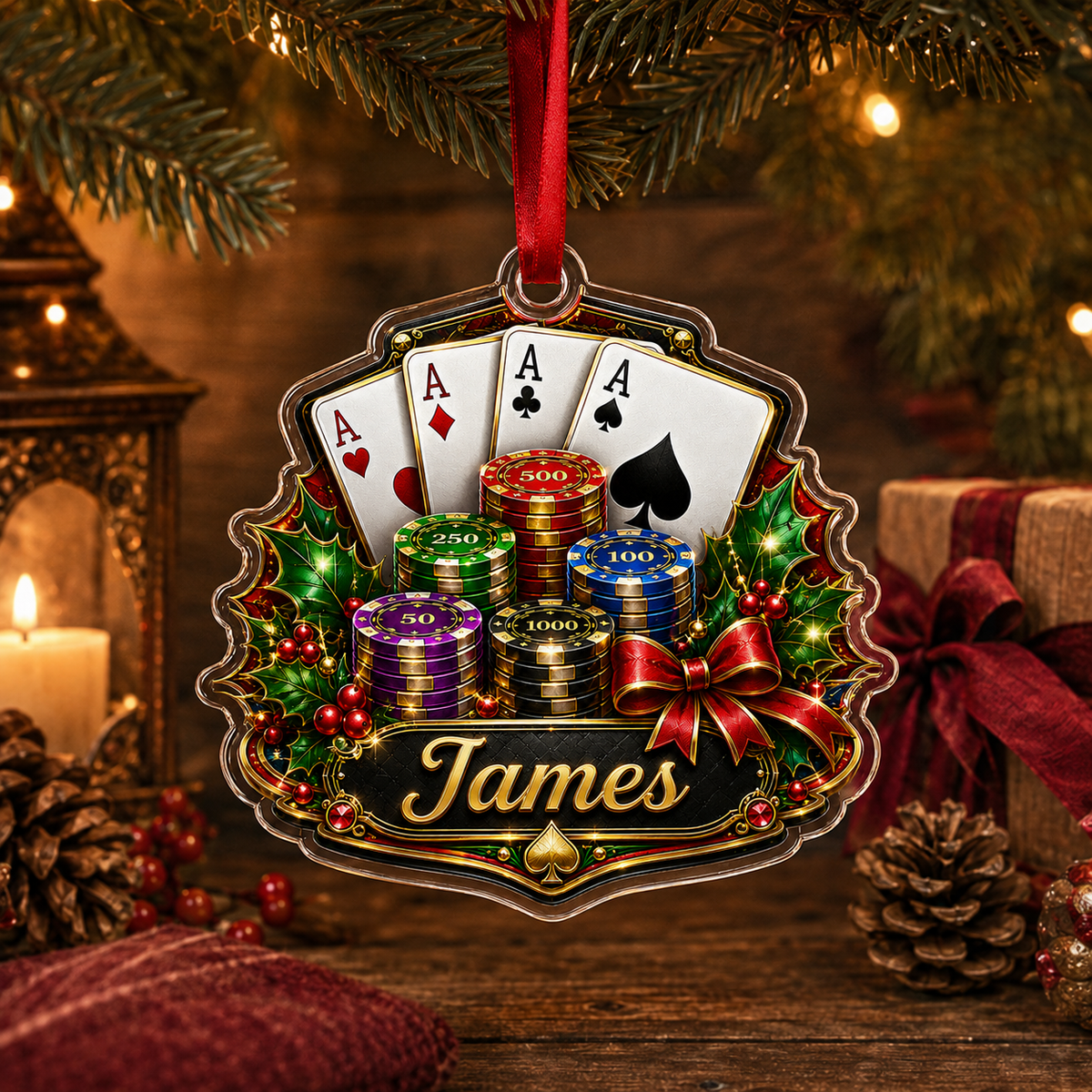Pocker Custome Name Acrylic Christmas Pocker