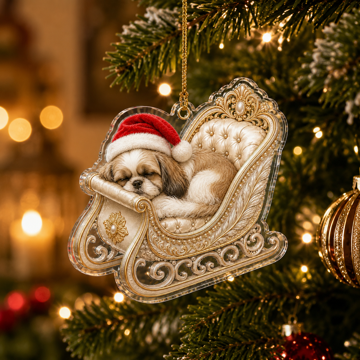 Dog Christmas Sleigh Shih Tzu