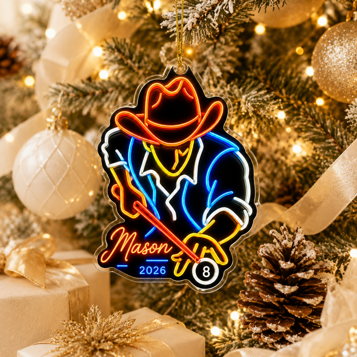 Custom Name Billiards Neon Cowboy Acrylic