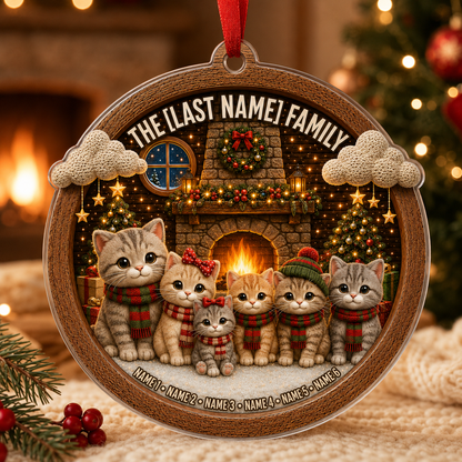 Christmas Family Wood Cat