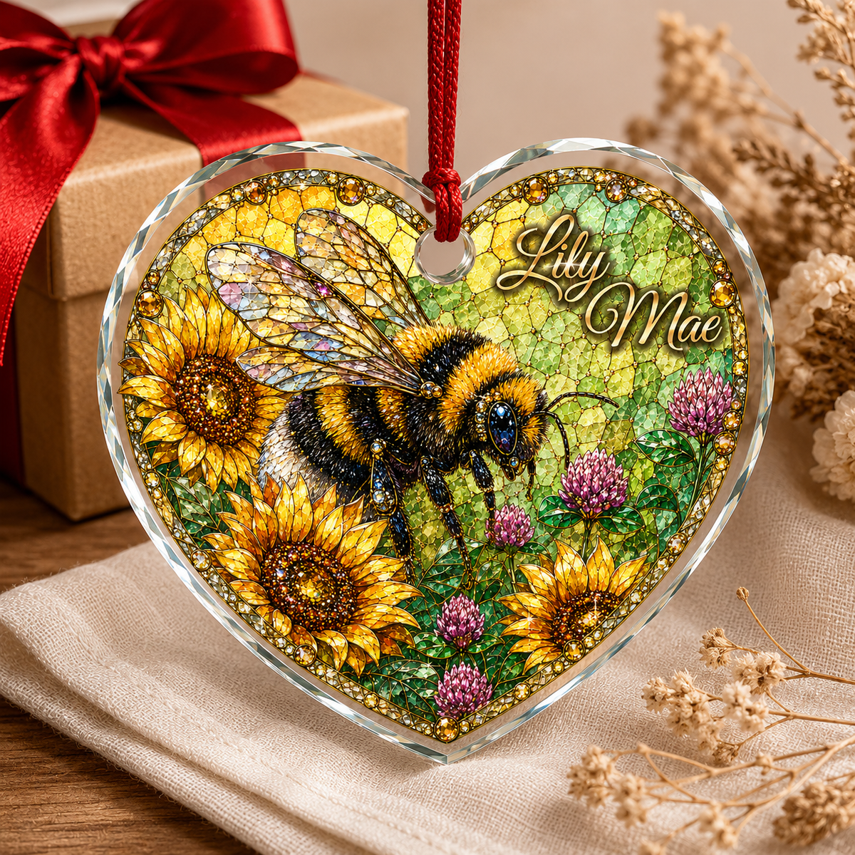Custom Name Glass Animal Bumblebee