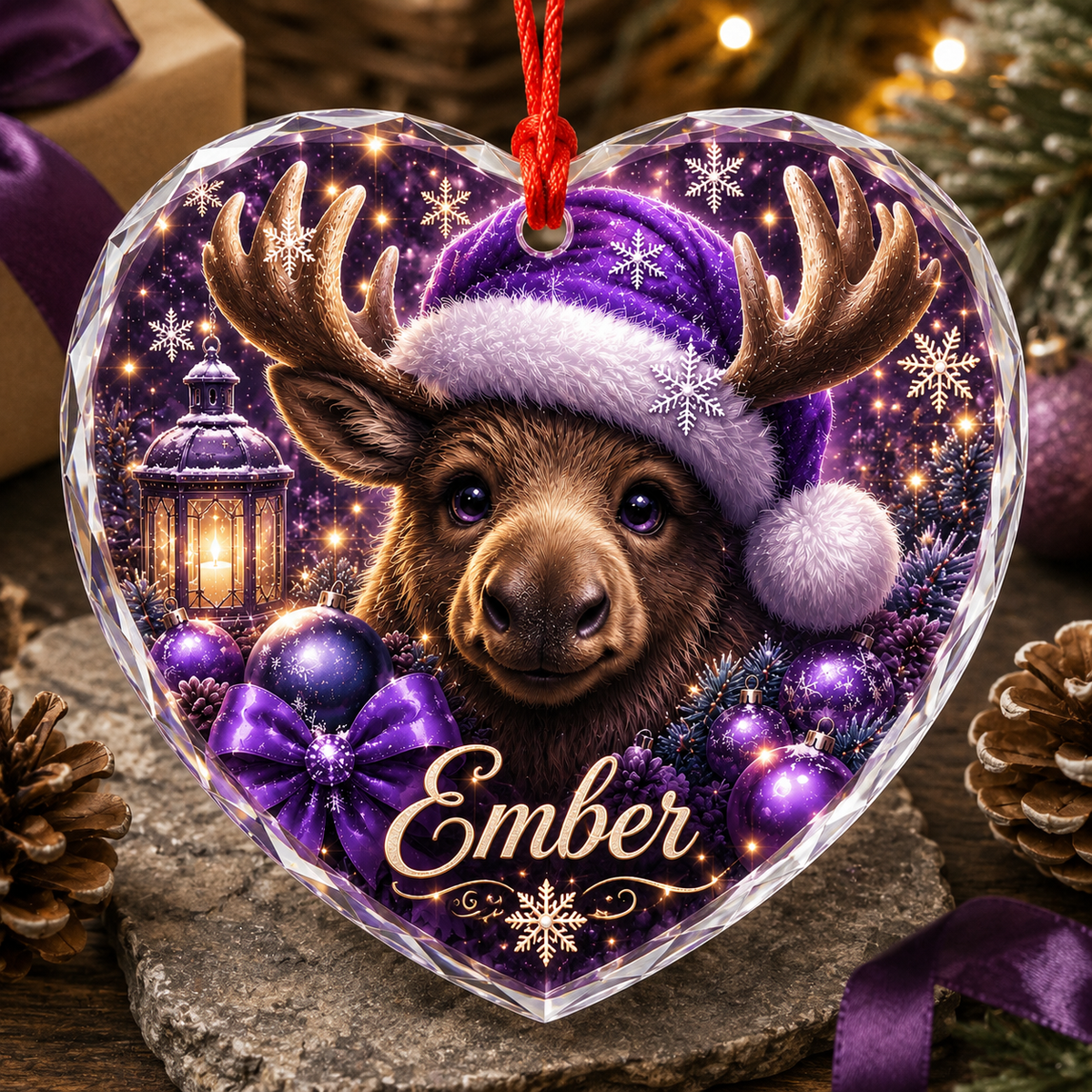 Purple Animal At Christmas Moose