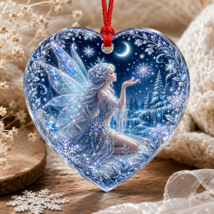 Fairy Glass Ornament Winter Snow Fairy
