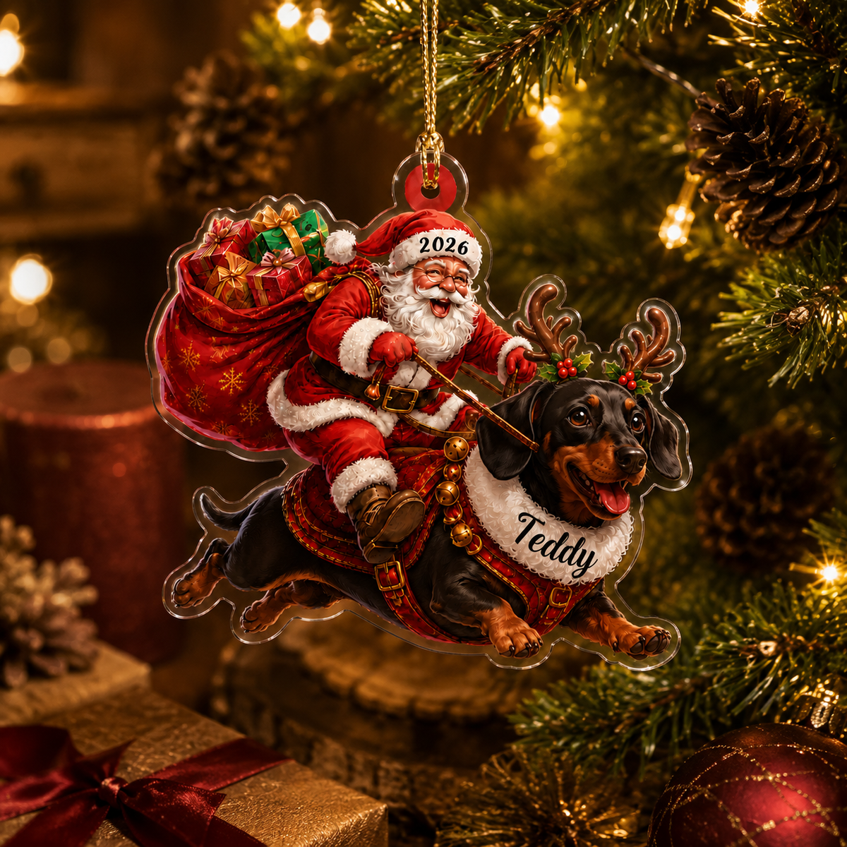 Santa Claus and Dog Dachshund