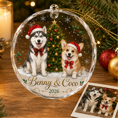 Custom Photo Dog Glass Christmas Tree