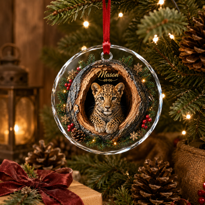 Animal Glass Ornament Tree Hollow Leopard