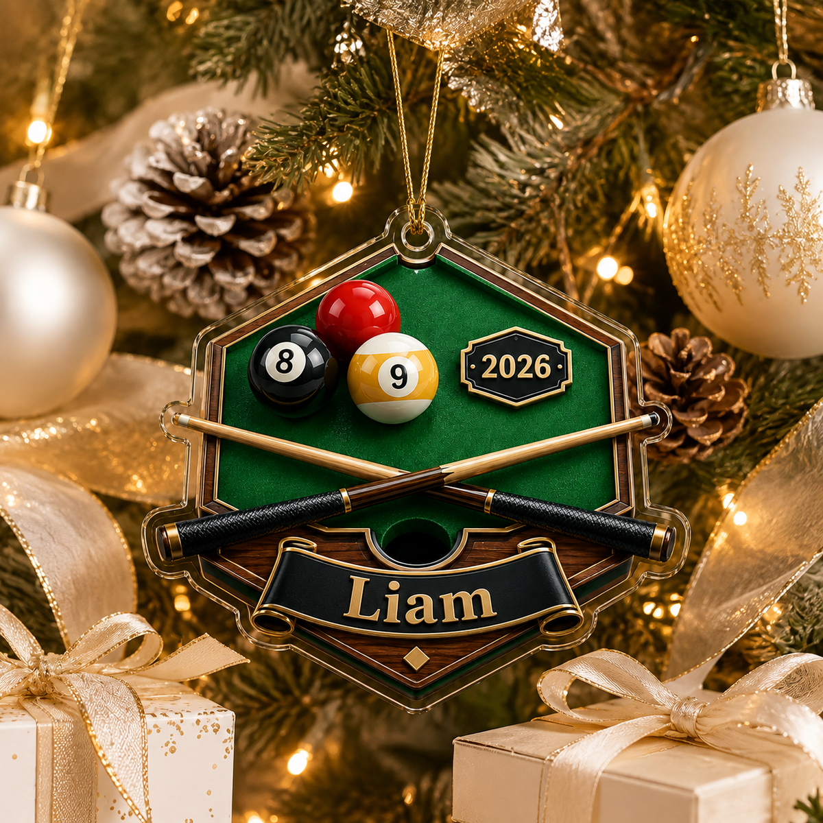 Custom Name Billiards Table Crest Acrylic