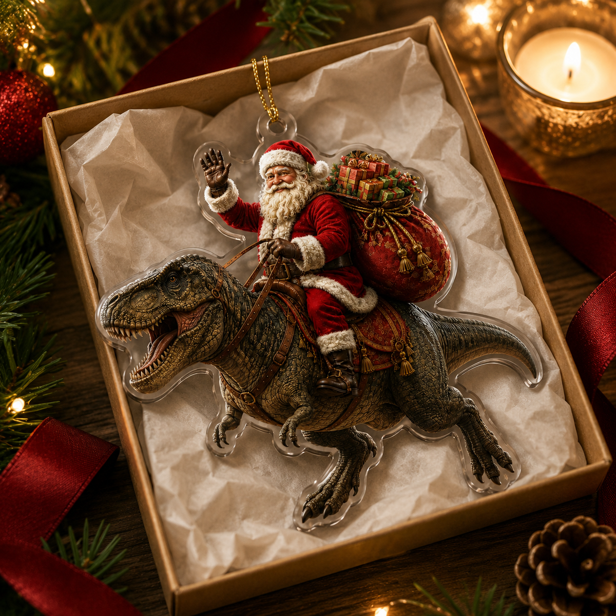 Dinosour With Santa Giganotosaurus