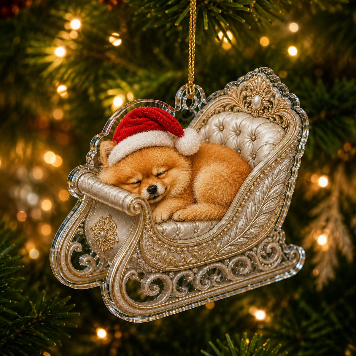 Dog Christmas Sleigh Pomeranian