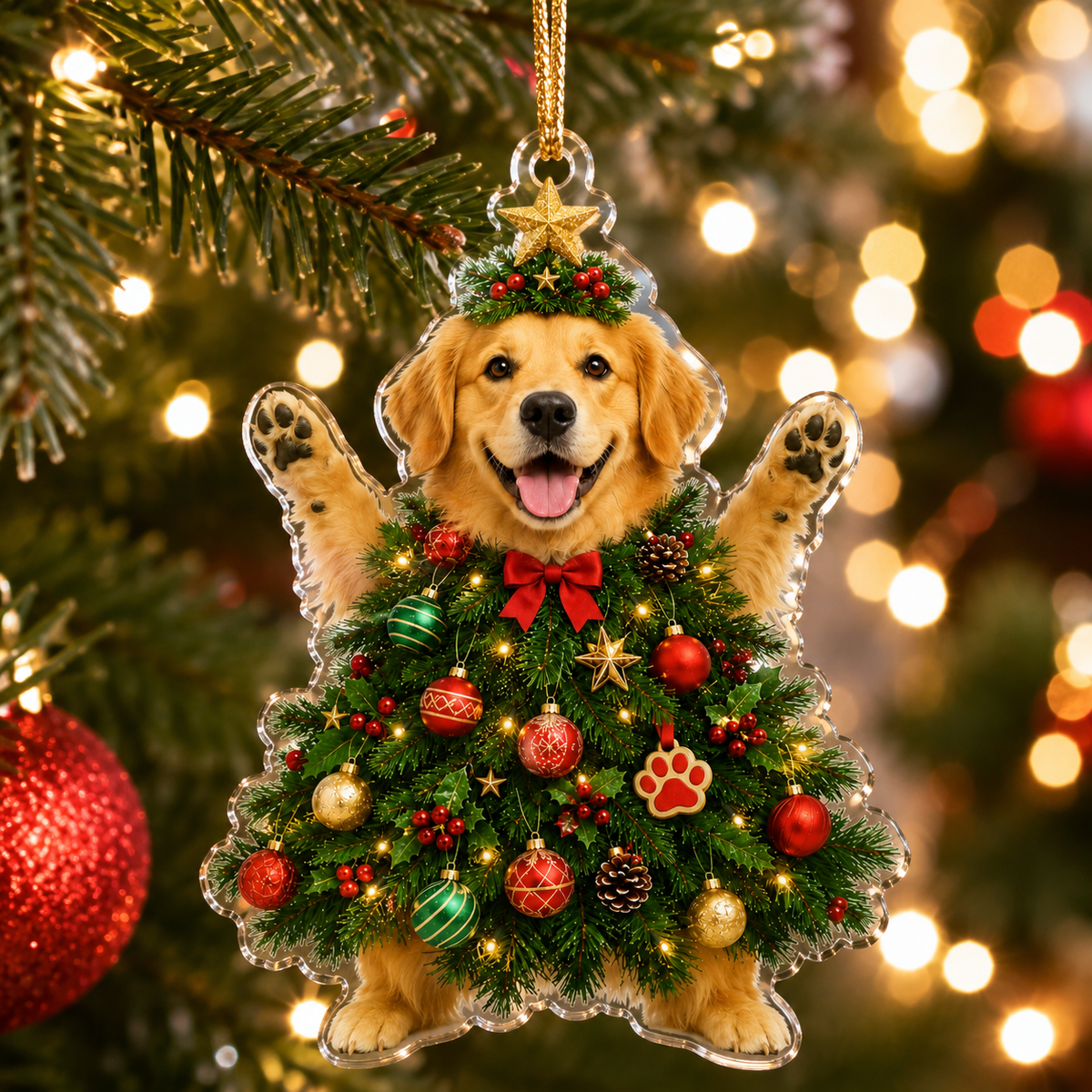 Dog Santa Tree Golden Retrieve
