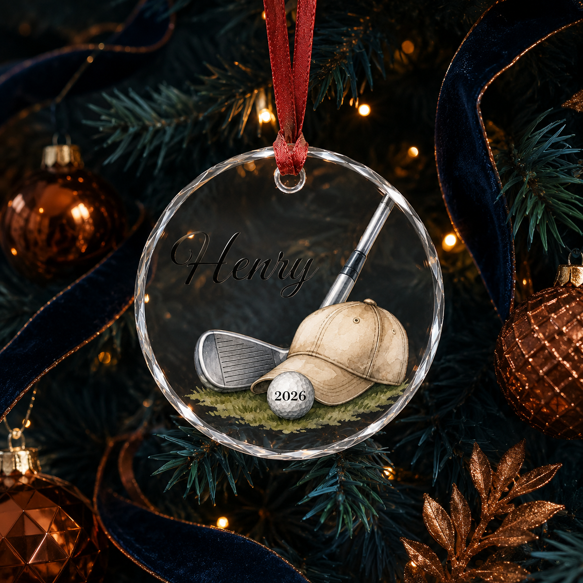 Sport Glass Ornament Golf Gear