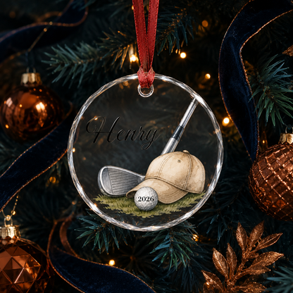 Sport Glass Ornament Golf Gear