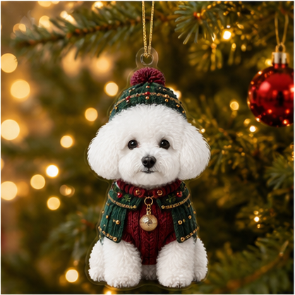 Dog Chrismast With Noel Sweater Bichon Frise