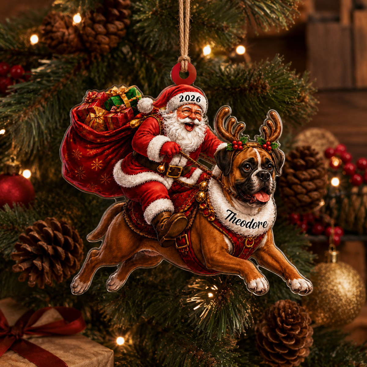 Santa Claus and Dog Boxer
