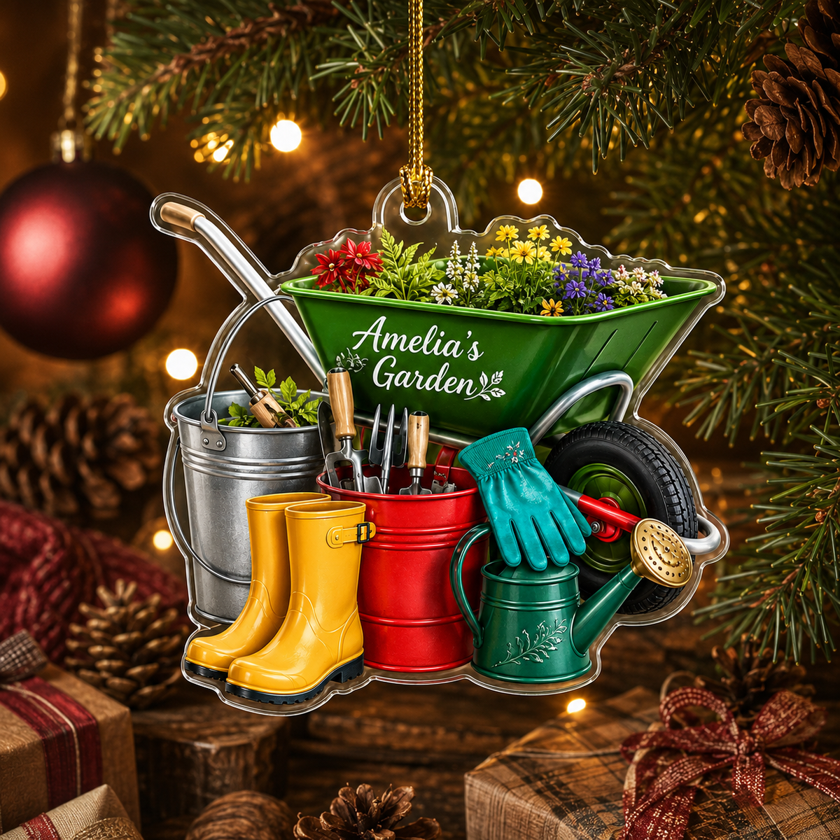 Custom Gardening Holiday Tool Pail Acrylic
