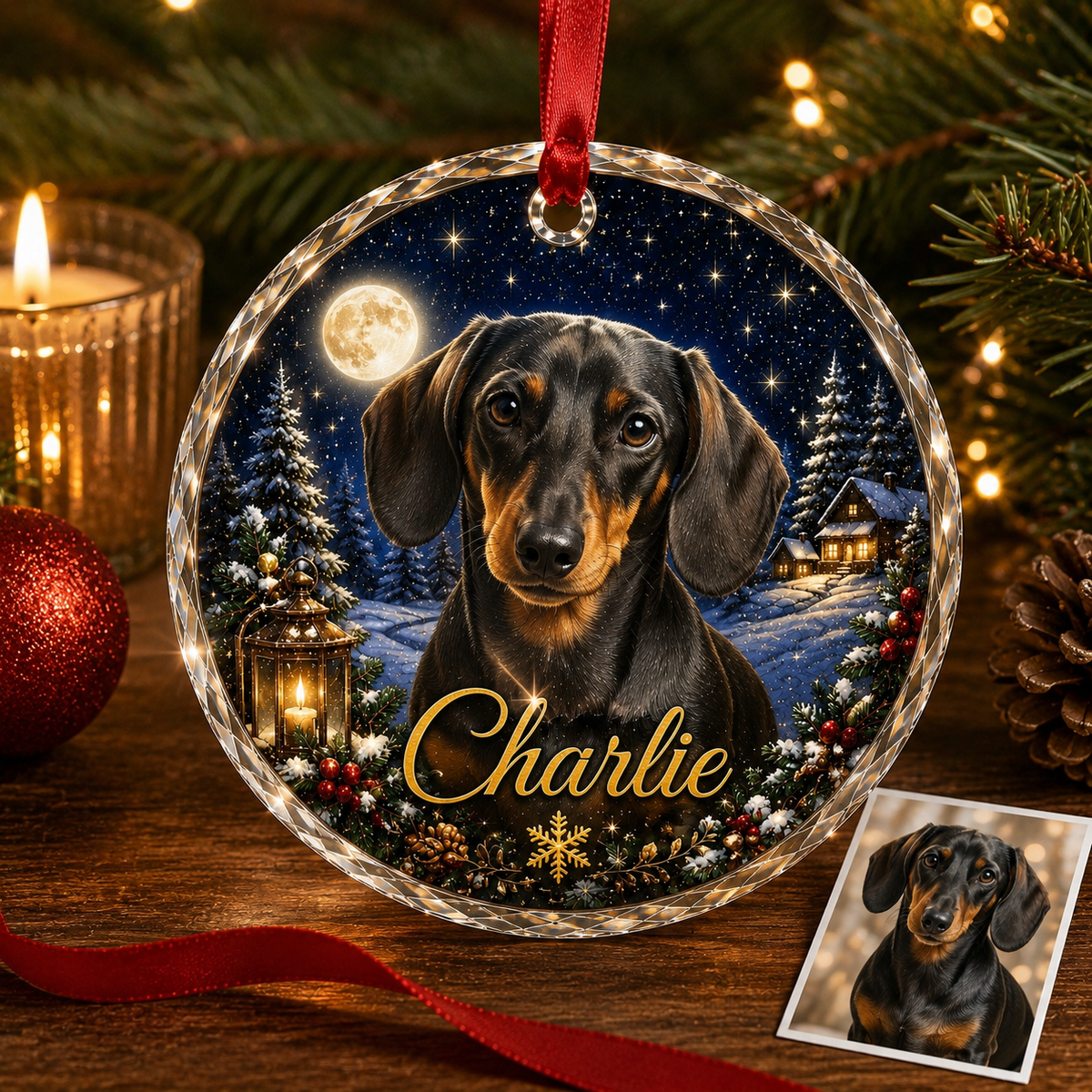 Custom Photo Dog Glass At Christmas Village