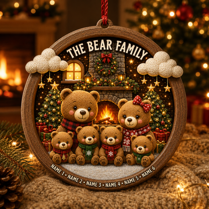 Christmas Family Wood Bear