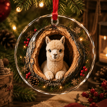 Animal Glass Ornament Tree Hollow Alpaca