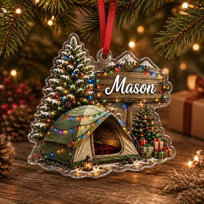 Camping Personalize Acrylic Christmas Camping