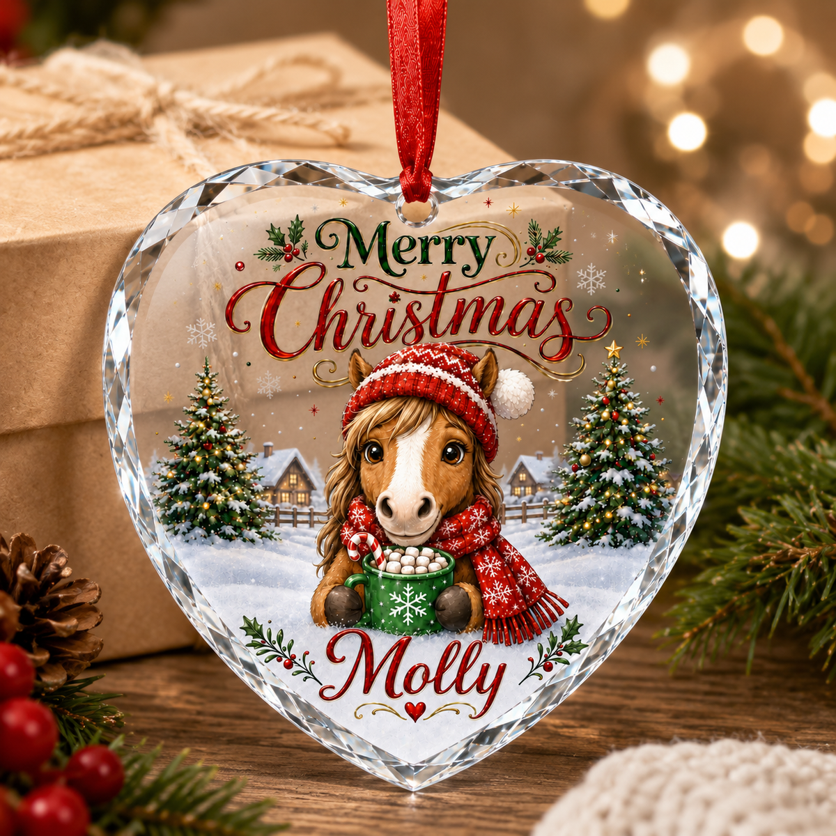 Christmas Glass Animal Horse