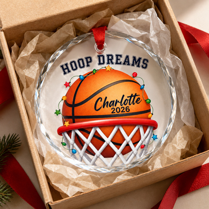Basketball Glass Ornament - Hoop Dreams