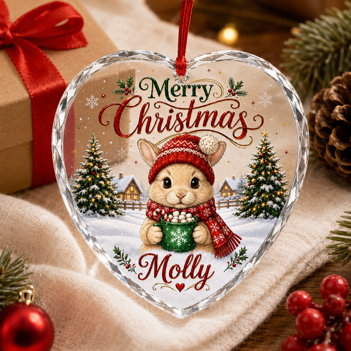 Christmas Glass Animal Rabbit