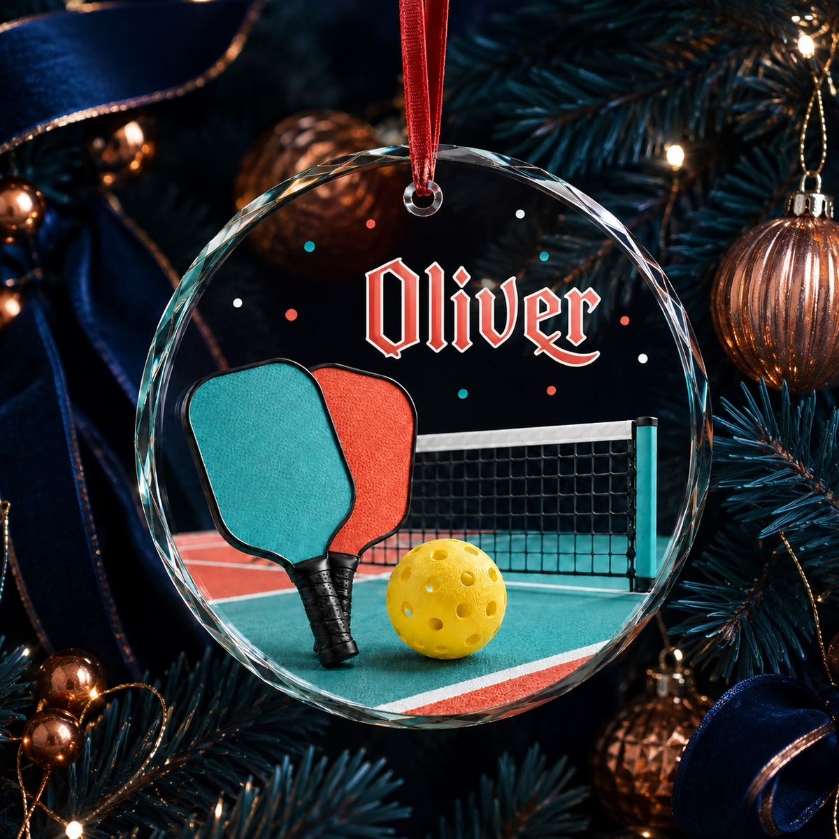 Sports Glass Ornament Pickleball