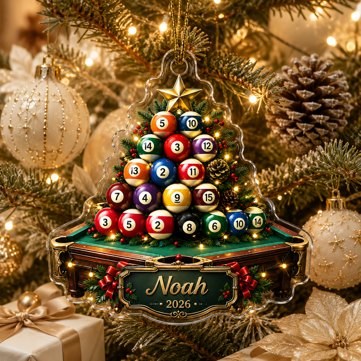 Custom Name Billiards Holiday Rack Acrylic