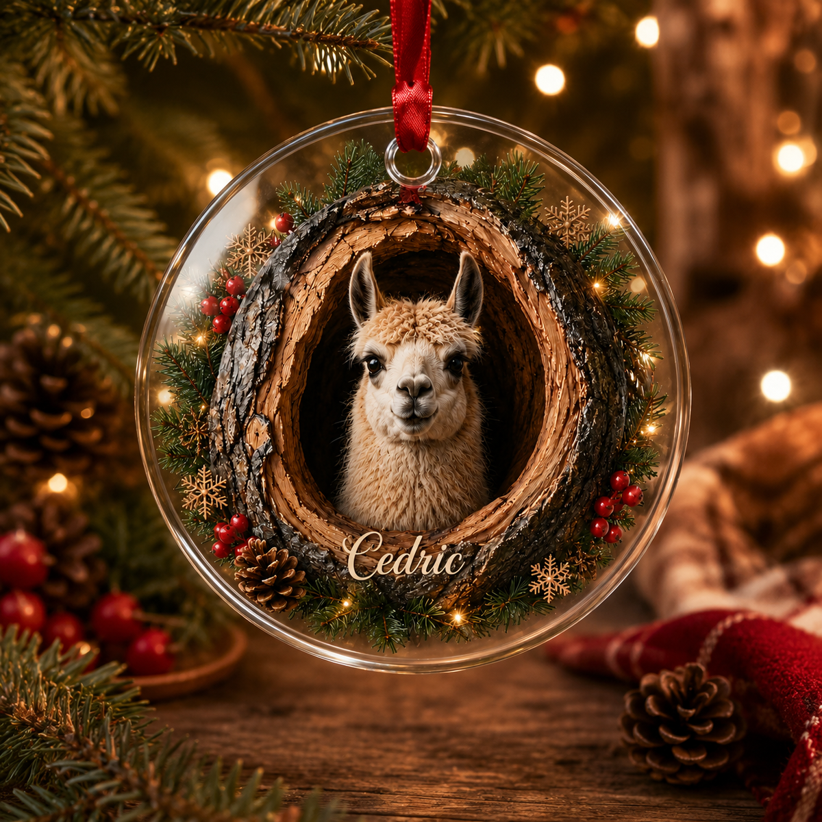 Animal Glass Ornament Tree Hollow Liama