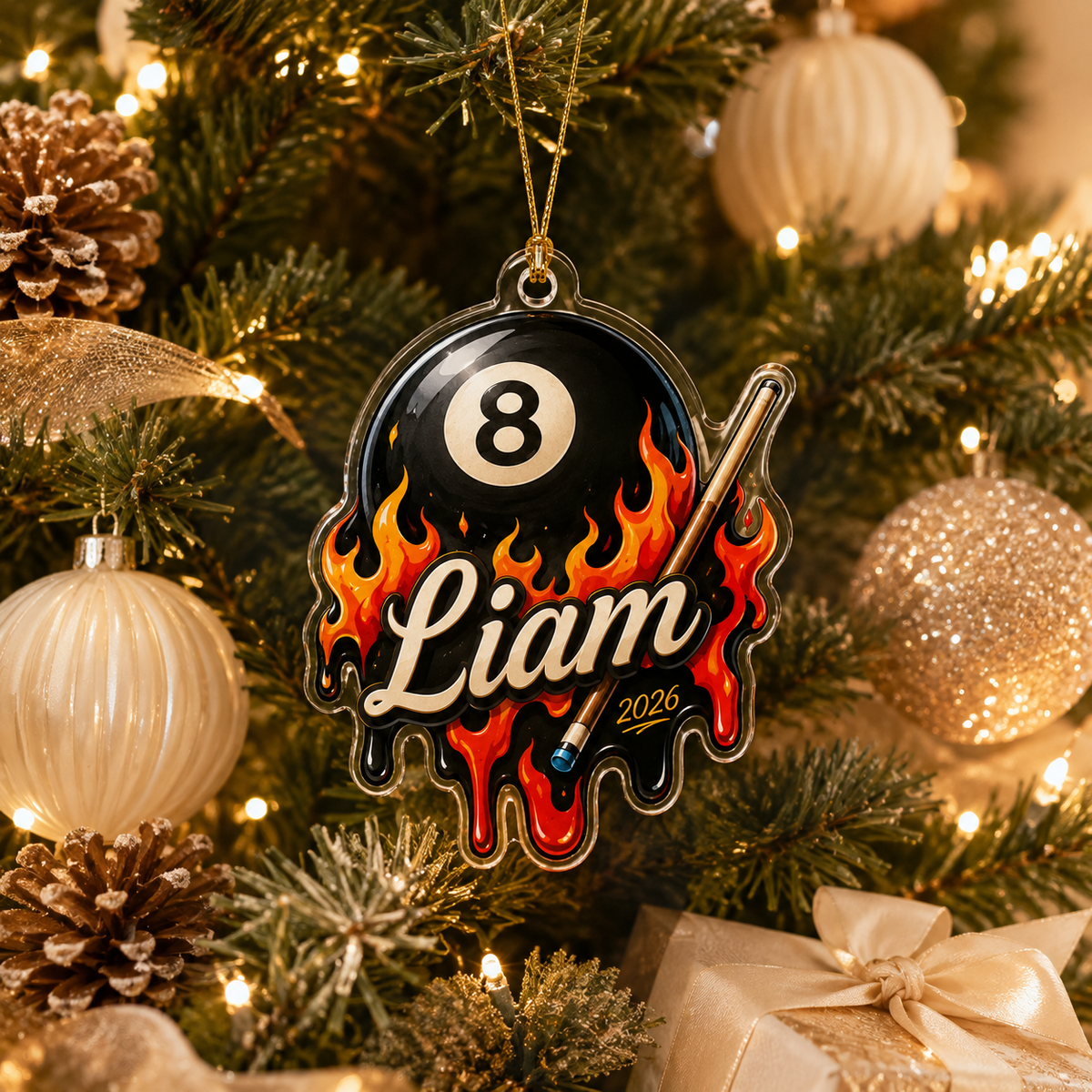 Custom Name Billiards Blazing 8 Ball Acrylic