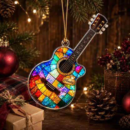 Guitar Custom Name Acrylic - Stained Glass Acoustic Guitar