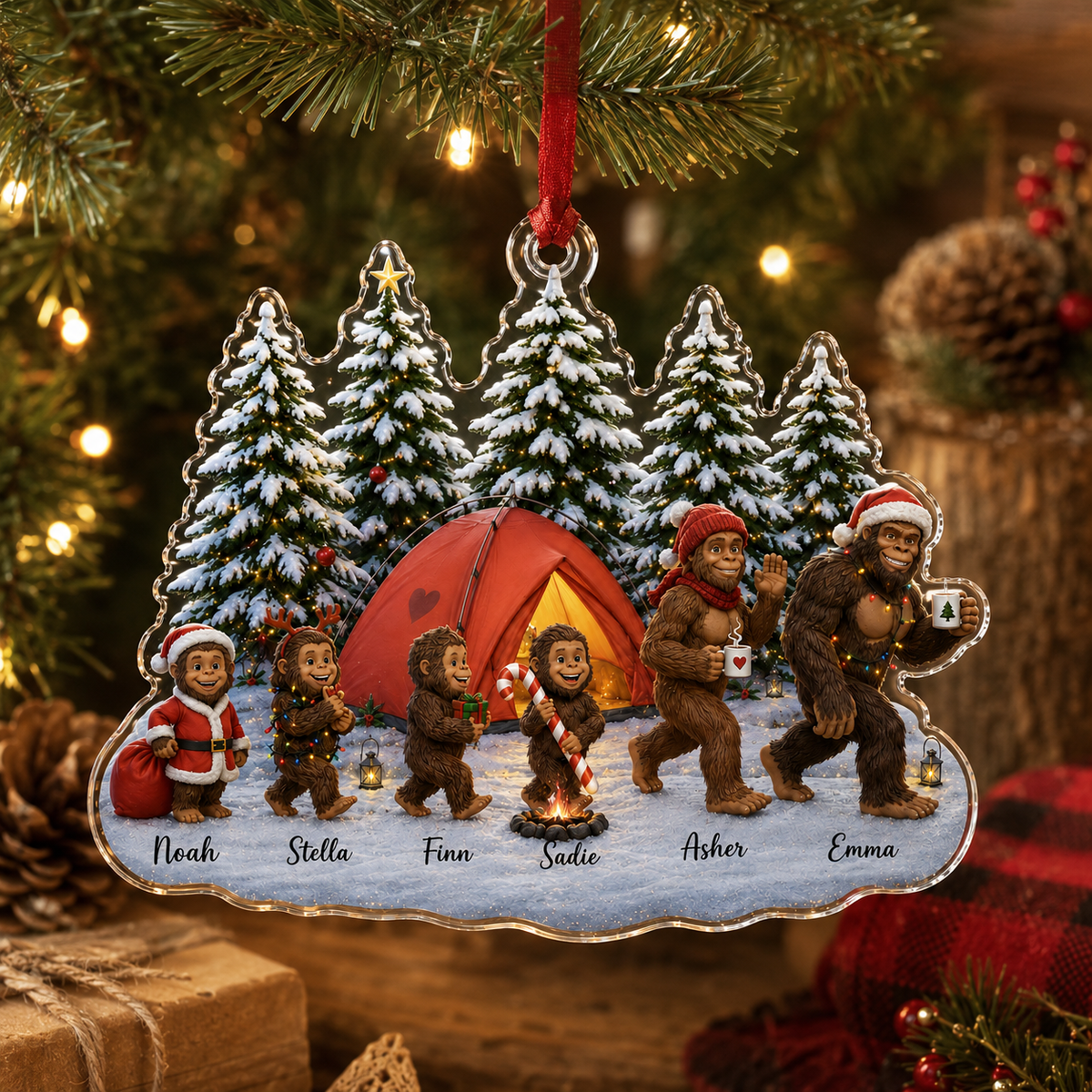 Camping Personalize Acrylic Christmas Gibbon