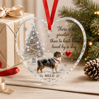 Christmas Glass Dog Australian Shepherd