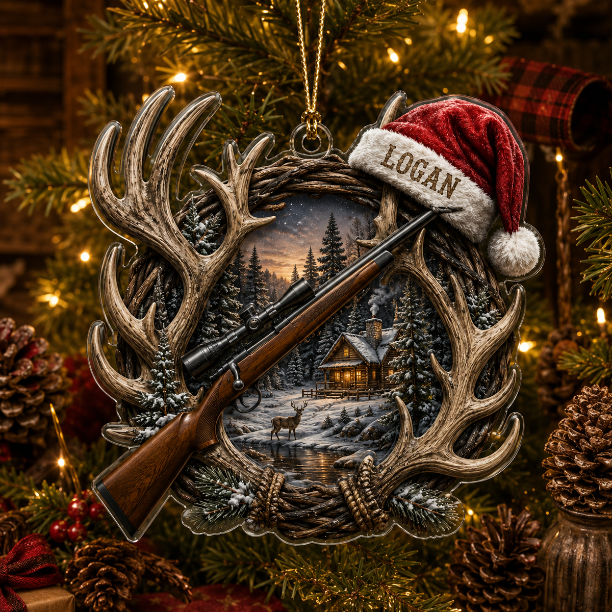 Personalized Hunting Winter Antler Lodge Acrylic