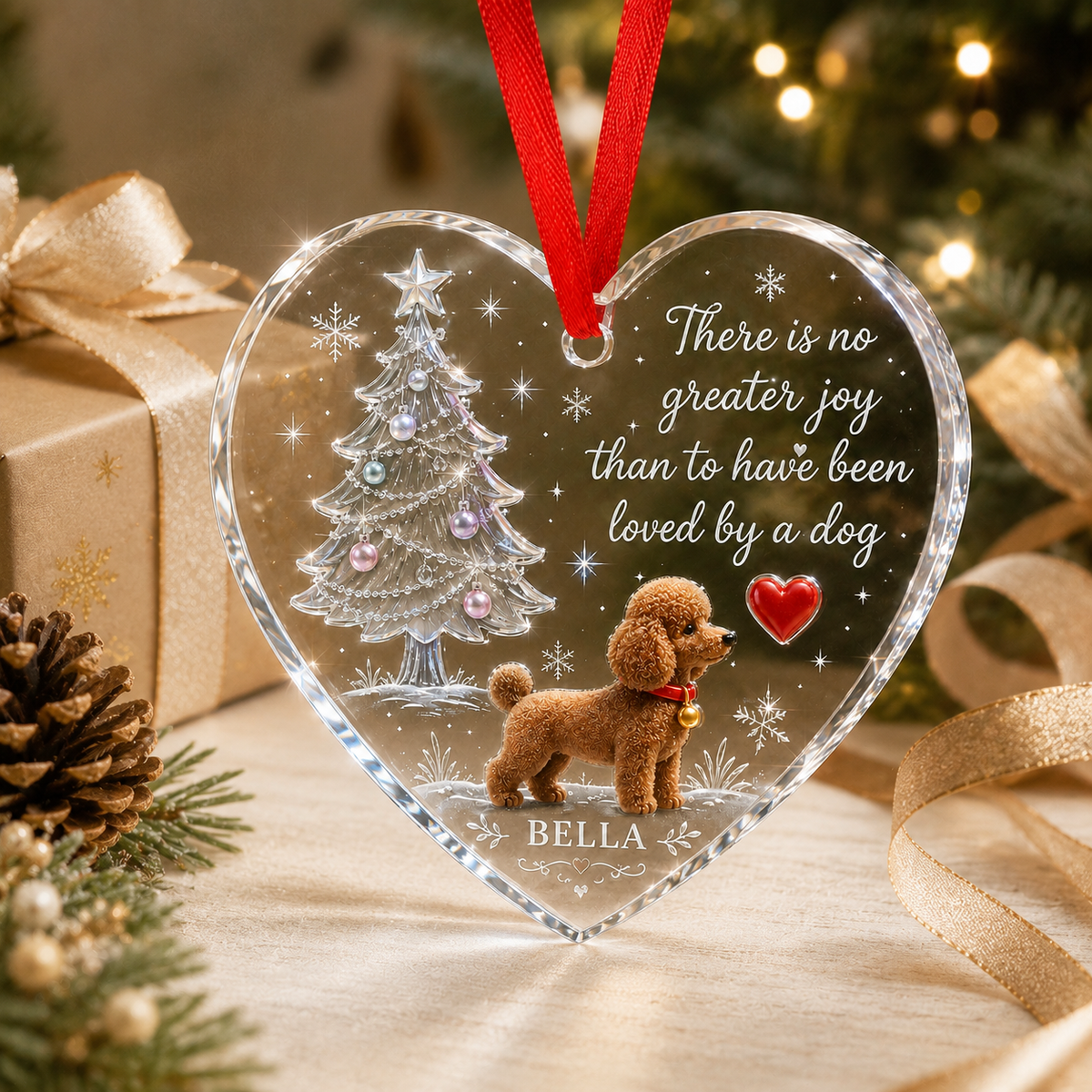 Christmas Glass Dog Poodle