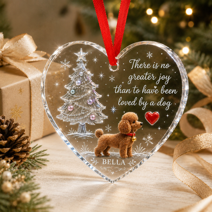 Christmas Glass Dog Poodle