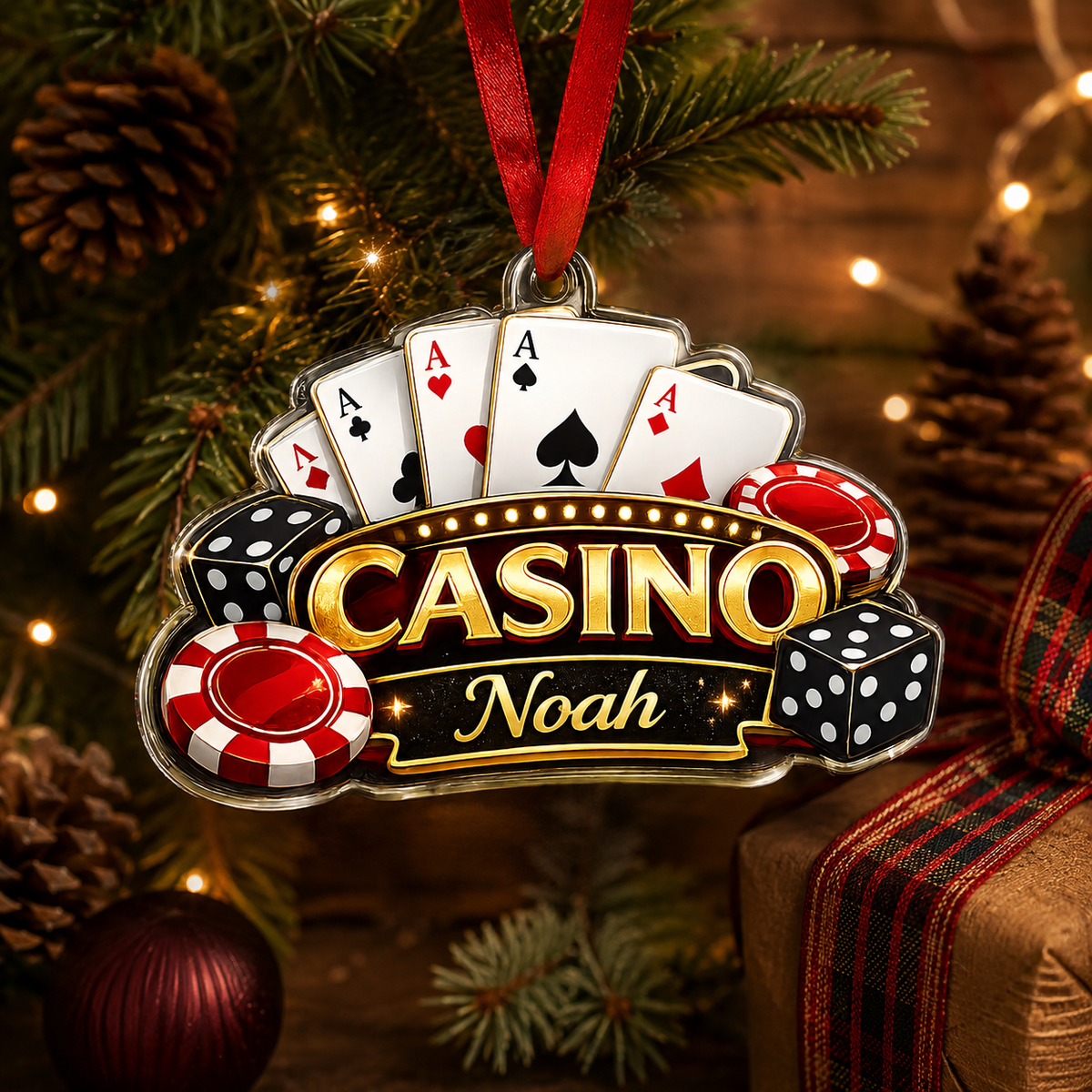 Pocker Custome Name Acrylic Yellow Casino