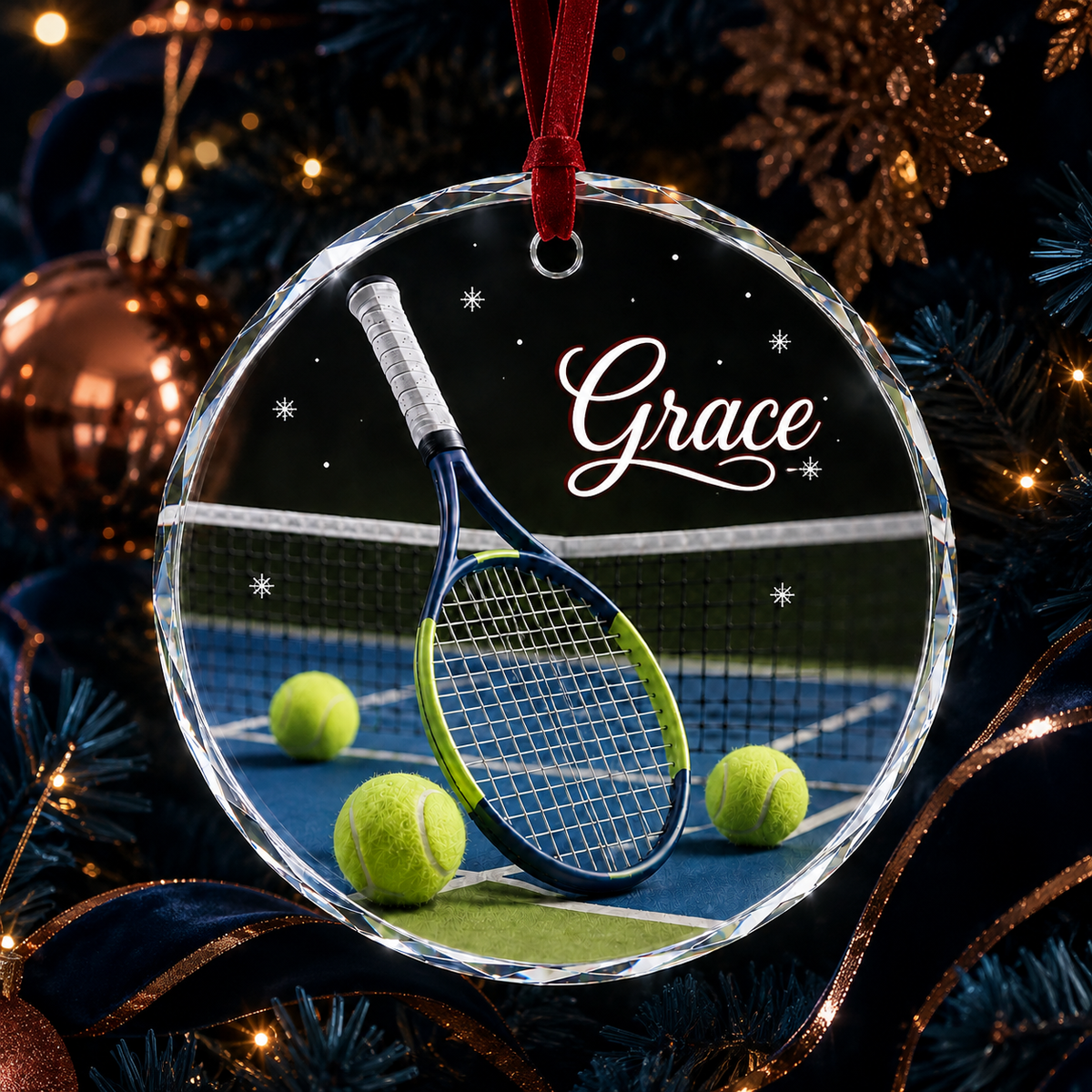Sports Glass Ornament Tennis